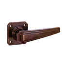 No. 6602MOT<br />Walnut Brown Bakelite Straight Art Deco style door handles with square back-plates.