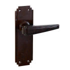 No. 6614 MOT<br />Walnut Brown Bakelite Straight Art Deco style handles on Art Deco style back-plate without keyhole.