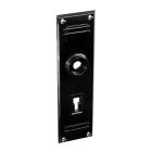 No. 6077BLK<br />Black Bakelite what we call &quot;Chevron&quot; back plate with keyhole. Stunning.