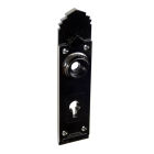 No. 6080BLK<br />Black Bakelite what we call &quot;fan top&quot; back plate with keyhole. Stunning.