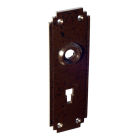 No. 6050MOT<br />Walnut Brown Bakelite Back-plate with Keyhole.<br />Supplied with screws.