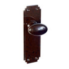 6808MOT<br />Walnut Brown Bakelite plain Oval Door Knobs Art Deco style back-plates without keyhole.
