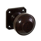6815MOT<br />Walnut Brown Stepped Round Door knobs on square back-plates