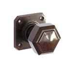 6817MOT<br />Walnut Brown Bakelite hexagonal door knobs on square back plates