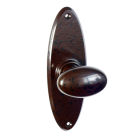 6826MOT<br />Walnut Brown Bakelite plain oval door knobs on oval back plates