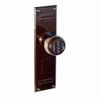 6840MOT<br />Walnut Brown Bakelite (what we call) Zig Zag door knobs with stunning deco back plates