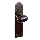 6850MOT<br />Walnut Brown Bakelite plain oval door knobs on stunning and rare deco back plates