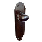 6862MOT<br />Walnut Brown Bakelite plain oval door knobs with deco back plates