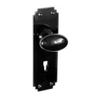 No. 6802BLK<br />Black plain Oval Door Knobs Art Deco style back-plates with keyhole.