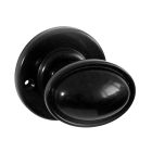 No. 6819BLK<br />Black Bakelite Stepped Oval Door Knobs on round back-plates
