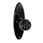 No. 6828BLK<br />Black Chevron (what we call) Zig Zag Door knobs on oval back plates