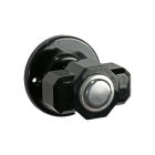 No. 6824BLK<br />Black Bakelite rare design tee shaped door knob with authentic stainless steel trim on deco round back plate