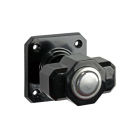 No. 6818BLK<br />Black Bakelite rare design tee shaped door knob with authentic stainless steel trim on deco square back plate